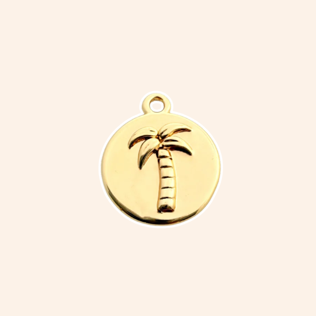 Small Gold-Plated Palm Tree Coin Charm